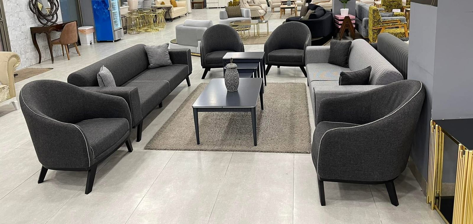 Contemporary Fabric Sofa & Tub Chair Set