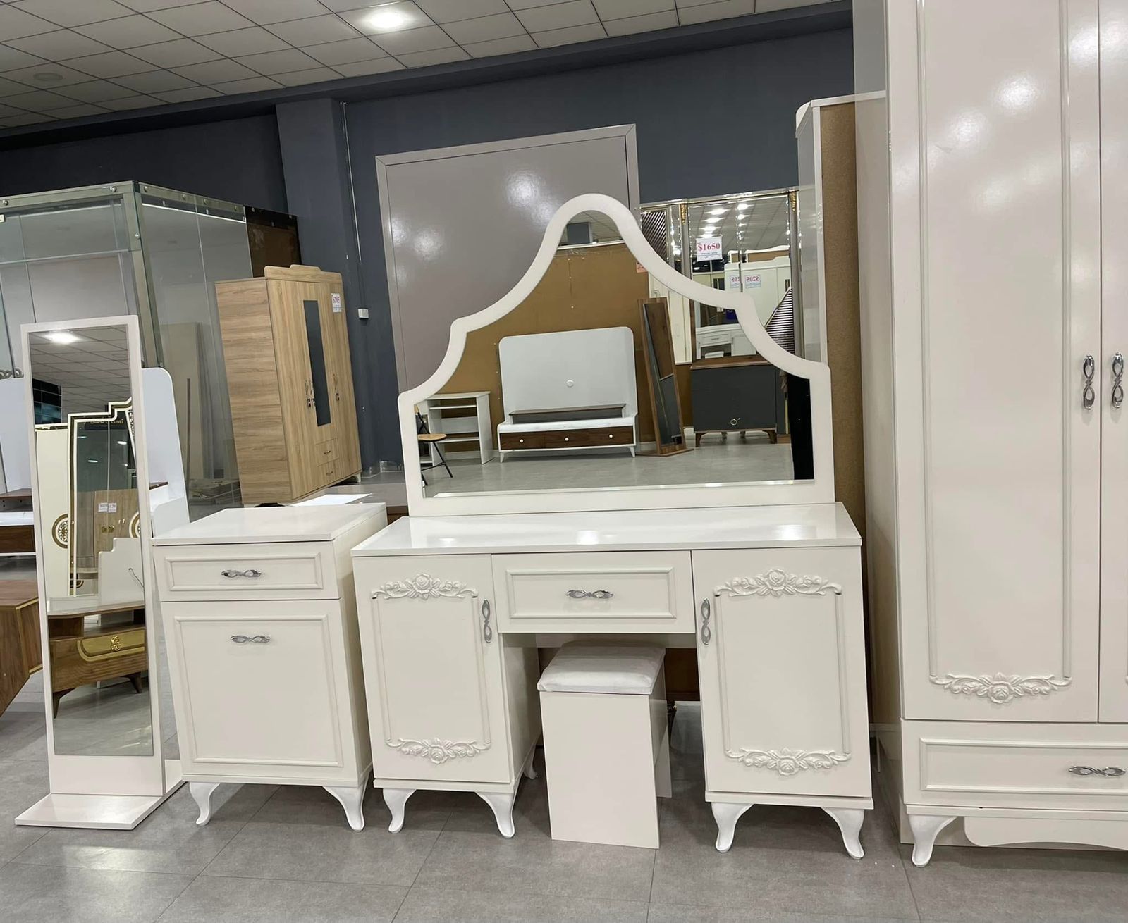 Nightstand with LED Backlit Mirror